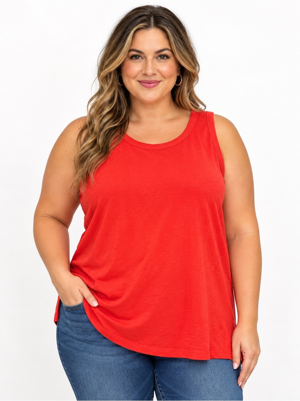 A New Day Red Tank Top Plus Size 3X NWT Sleeveless Scoop Neck